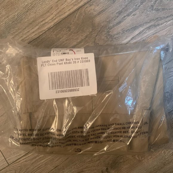 NWT LANDS' END UNIFORM BOY'S IRON KNEE PLEATED CHINO PANTS KHAKI 20X30 - Picture 7 of 9